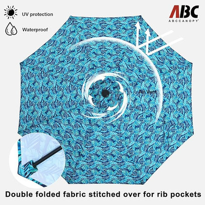 ABCCANOPY 9FT Outdoor Patio Umbrella, 8 Ribs Table Umbrella w/Crank for Easy Set Up, Suitable for Garden, Lawn, Deck & Backyard (Grass Green)