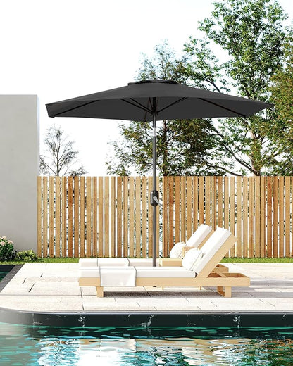 7.5FT Patio Umbrella Outdoor, Market Umbrella, Table Umbrella with Push Button Tilt and Crank, 6 Sturdy Ribs UV Protection Waterproof for Garden, Pool, Deck, Backyard (Grey)