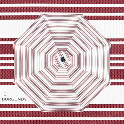 Best Choice Products 10ft Solar Polyester LED Lighted Patio Umbrella w/Tilt Adjustment and UV-Resistant Fabric - Striped Burgundy