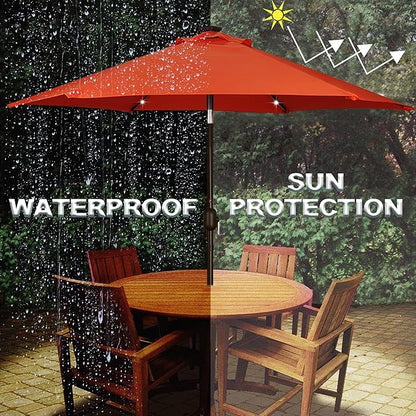 Blissun 7.5 ft Solar Umbrella, 18 LED Lighted Patio Umbrella, Table Market Umbrella