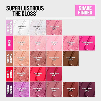 Revlon Super Lustrous Lip Gloss, Non-Sticky, Hydrating, High Shine Finish, 240 Fatal Apple, 0.13 oz