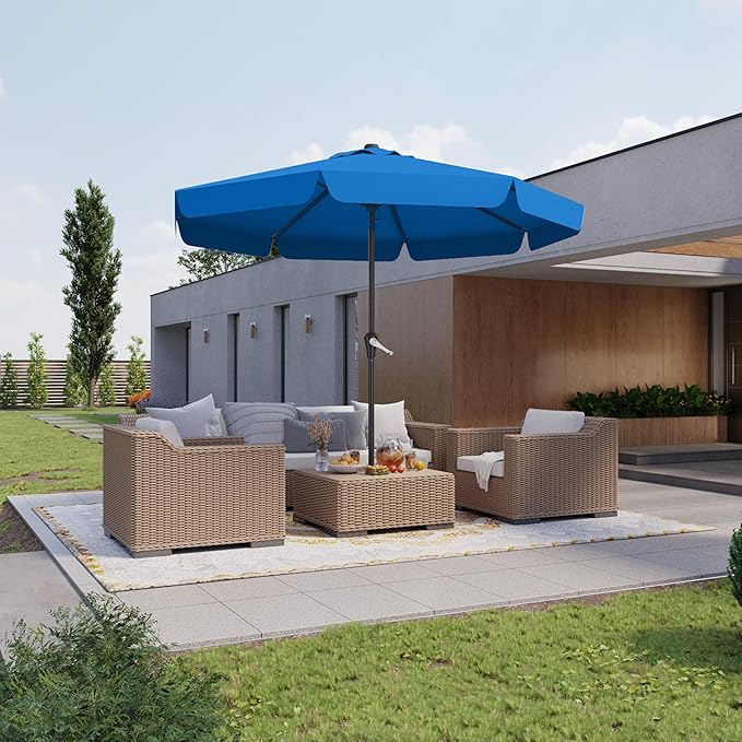 11FT Patio Umbrella Table Market Umbrella w/Crank Outdoor Umbrellas for Garden, Deck, Backyard, Pool and Beach, Royal Blue