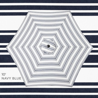Best Choice Products 10ft Outdoor Steel Polyester Market Patio Umbrella w/Crank, Easy Push Button, Tilt, Table Compatible - Striped Navy Blue