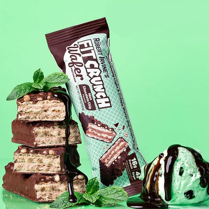 FITCRUNCH Wafer Protein Bars, 16g of Protein & 4g of Sugar (9 Bars, Mint Chocolate Chip)