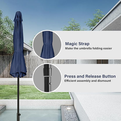Simple Deluxe 9' Patio Umbrella Outdoor Table Market Yard Umbrella with Push Button Tilt/Crank