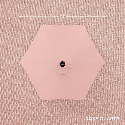 Best Choice Products 7.5ft Outdoor Solar Market Table Patio Umbrella for Deck, Pool w/Tilt, Crank, LED Lights - Rose Quartz