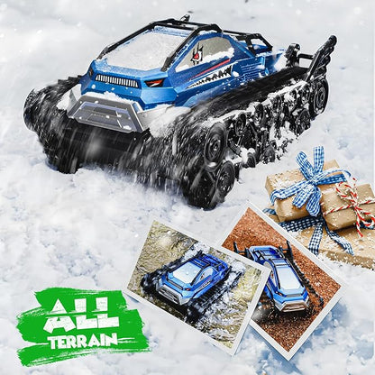 Ruko 1604 Amphibious Remote Control Car, Waterproof Shark Monster Truck, 360° Rotating Tank, Full Throttle, All Terrain Vehicle Toys for Age 3 4 5 6 7 8 Year Old Boys Girls Birthday Gifts, Blue