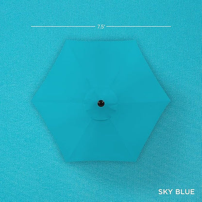 Best Choice Products 7.5ft Heavy-Duty Round Outdoor Market Table Patio Umbrella w/Steel Pole, Push Button Tilt, Easy Crank Lift - Sky Blue