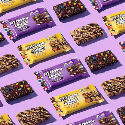 FITCRUNCH Loaded Cookie Protein Bar, High Protein, Gluten Free, Protein Snack (12 Count, Peanut Butter)
