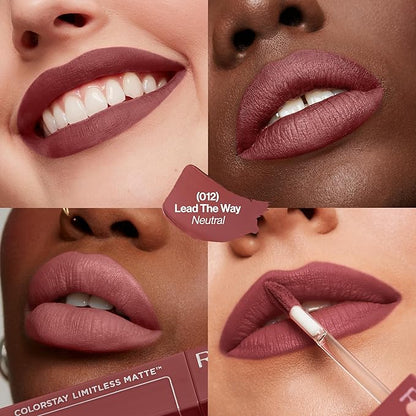 Revlon ColorStay Limitless Matte Liquid Lipstick, Vegan Formula, No-Budge, Longwear Lip Color, Long Lasting, Lightweight/Comfortable, Waterproof, 012 Lead The Way, 0.17 fl oz