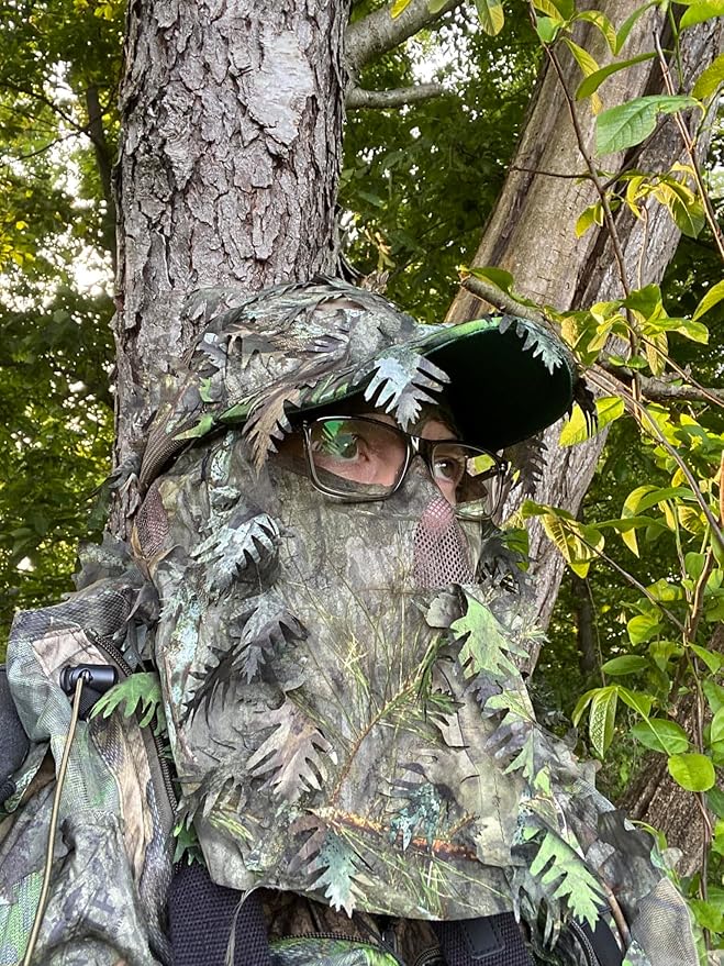 QuikCamo Lightweight 3D Leafy Camo Face Mask & Hat for Hunting, OSFM Adjustable Camouflage Hat, Mossy Oak & Realtree