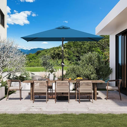6.5' x 10' Rectangular Patio Umbrellas for Outdoor, Outdoor Table Umbrella, Large Outdoor Patio Umbrellas with 6 Sturdy Ribs for Market, Garden, Pool (Lake Blue)