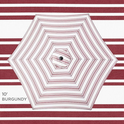 Best Choice Products 10ft Outdoor Steel Polyester Market Patio Umbrella w/Crank, Easy Push Button, Tilt, Table Compatible - Striped Burgundy