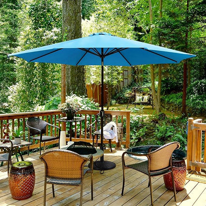 Yaheetech 11FT Patio Umbrella Outdoor Market Table Umbrella with Push Button Tilt & Crank for Garden/Lawn/Deck/Backyard/Pool/Beach, 8 Ribs, Sky Blue