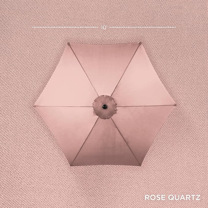 Best Choice Products 10ft Outdoor Steel Polyester Market Patio Umbrella w/Crank, Easy Push Button, Tilt, Table Compatible - Rose Quartz