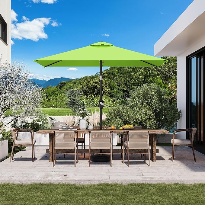 6.5' x 10' Rectangular Patio Umbrellas for Outdoor, Outdoor Table Umbrella, Large Outdoor Patio Umbrellas with 6 Sturdy Ribs for Market, Garden, Pool (Apple Green)