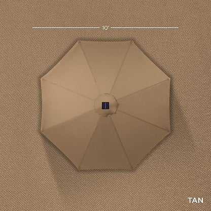 Best Choice Products 10ft Solar Polyester LED Lighted Patio Umbrella w/Tilt Adjustment and UV-Resistant Fabric - Tan