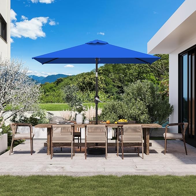 6.5' x 10' Rectangular Patio Umbrellas for Outdoor, Outdoor Table Umbrella, Large Outdoor Patio Umbrellas with 6 Sturdy Ribs for Market, Garden, Pool (Royal Blue)
