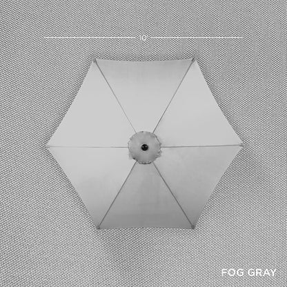 Best Choice Products 10ft Market Umbrella, Outdoor Sun Shade for Backyard, Deck, Poolside, Table w/Woodgrain Pattern, Easy Tilt & Crank - Fog Gray