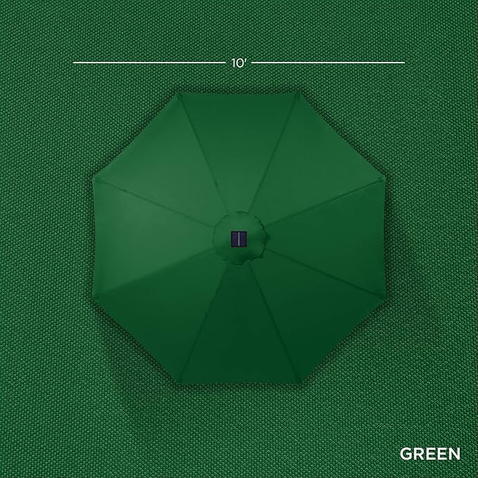 Best Choice Products 10ft Solar Polyester LED Lighted Patio Umbrella w/Tilt Adjustment and UV-Resistant Fabric - Green