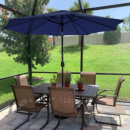 Yaheetech 9FT Patio Umbrella Outdoor Umbrella Patio Yard Market Table Umbrella with Push Button Tilt & Crank for Garden/Beach/Lawn/Deck/Backyard/Pool, 8 Ribs, Navy Blue