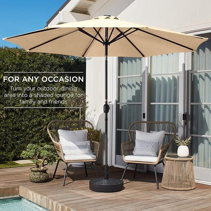 Best Choice Products 10ft Outdoor Steel Polyester Market Patio Umbrella w/Crank, Easy Push Button, Tilt, Table Compatible - Sand