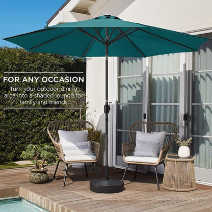 Best Choice Products 10ft Outdoor Steel Polyester Market Patio Umbrella w/Crank, Easy Push Button, Tilt, Table Compatible - Cerulean
