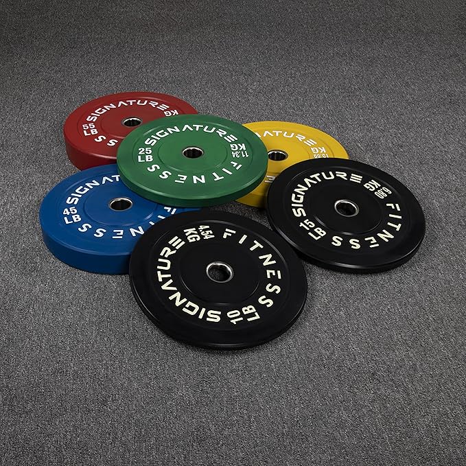 Signature Fitness 2" Olympic Bumper Plate Weight Plates 25LB Single,