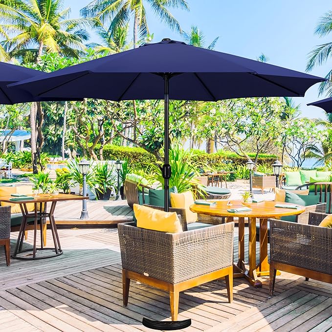 Yaheetech Patio Umbrella, 10FT Outdoor Table Market Umbrella with Push Button Tilt and Crank, Yard Umbrella with 8 Sturdy Ribs for Garden, Deck, Backyard, Pool