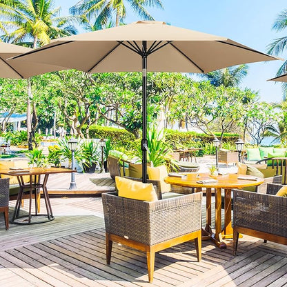 Yaheetech 10FT Patio Umbrella, Outdoor Table Umbrella with Push Button Tilt and Crank, Yard Sun Shade w/Sturdy Ribs, UV Protection Waterproof for Garden, Deck, Backyard, Pool