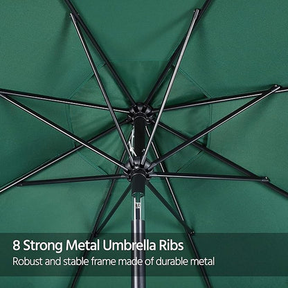 Yaheetech 9FT Patio Umbrella Market Table Umbrella Outdoor Canopy Umbrella with Push Button Tilt & Easy Crank Lift for Garden/Lawn/Deck/Backyard/Beach/Pool, 8 Ribs, Dark Green