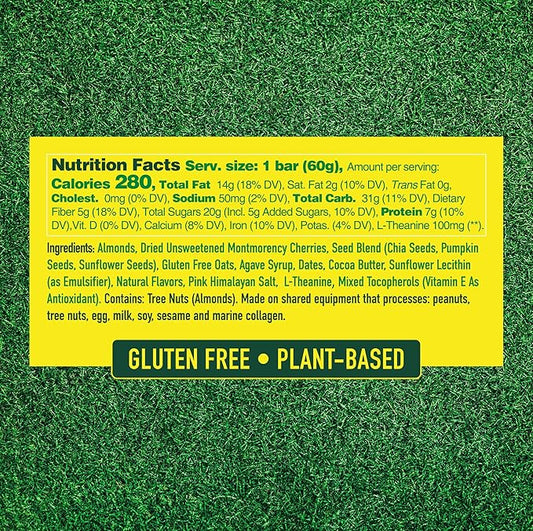 Caddy Snacks Chewy Cherry Almond – Healthy Snack Bars | Low Sugar | Vegan | Gluten Free | On-the-Go Golf Snack | 2.1 oz Bars, 12 Count