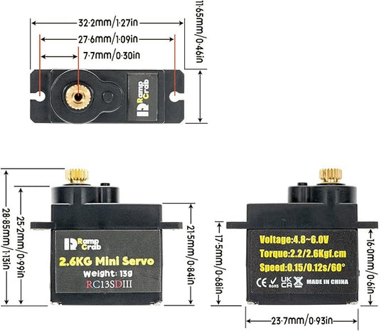 RampCrab Micro Servo with Servo Horn for FCX24, RC Car Model Parts, Upgrade Parts for Crwaler 1/24 Scale FCX24 Power Wagon Butcher & Max Smasher Big Foot Monster Truck, K5 (Purple 2P)
